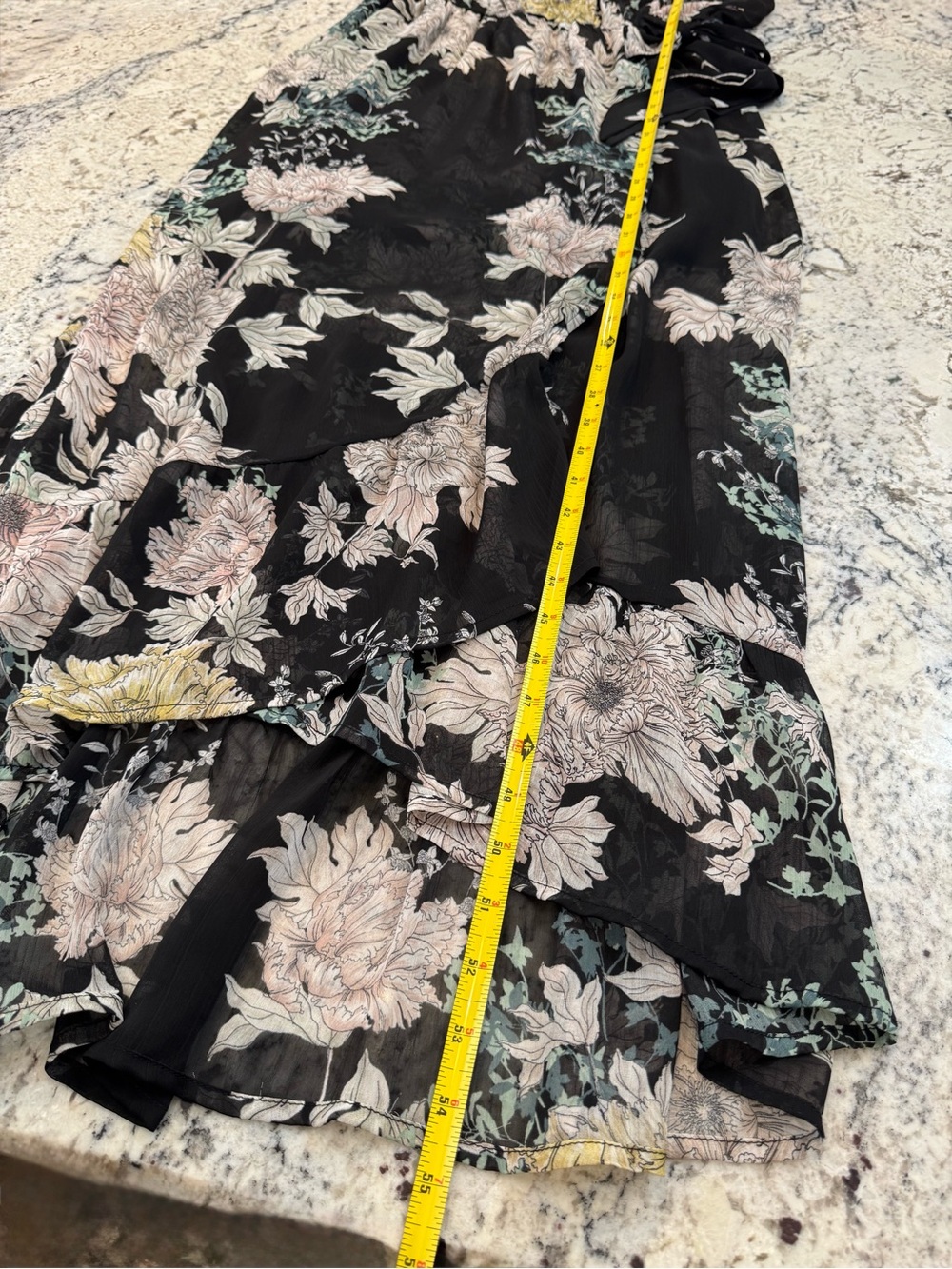 NWT Band of Gypsies Black Floral Wrap Maxi Dress Size Large Boho Hi-Low - Picture 8 of 11